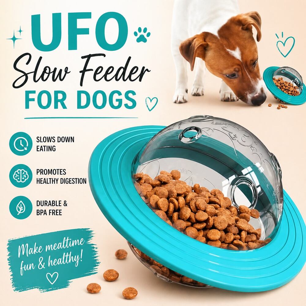 Interactive Dog Puzzle Toy Treat Dispenser Slow Feeder Turquoise